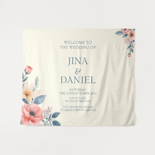 Tapete De Parede Rubor de Flor Bloom (Frente (Horizontal))