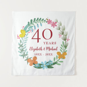 Tapete De Parede Ruby Floral Butterfly Wreath, 40 anos