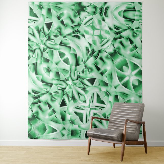 Tapete De Parede Russo ou não, branco verde estranho entrelaçado (In Situ)
