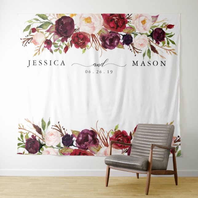 Tapete De Parede Rustic Burgundy Marsala Horz Backdrop Foto Booth (In Situ (Horizontal))