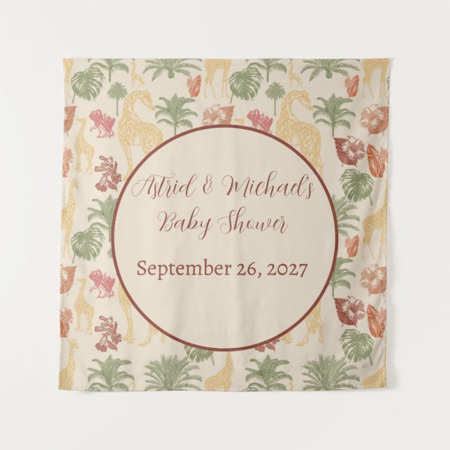 Tapete De Parede Rustic Giraffe Floral (Frente)