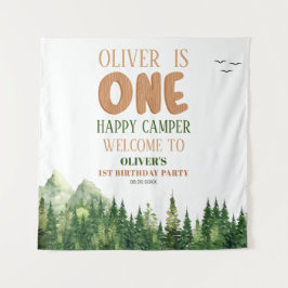Tapete De Parede Rustic Green Woodland Feliz Camper Primeiro Aniver
