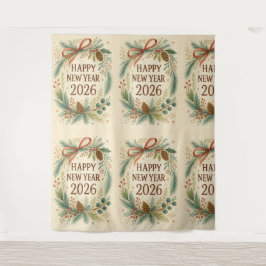 Tapete De Parede rustic happy new year 2026 party backdrop