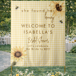 Tapete De Parede Rustic Honey Bee Bridal Shower Fabric Welcome Sign