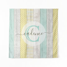 Rustic Mint & Yellow Boho Geo Modern Personalizado