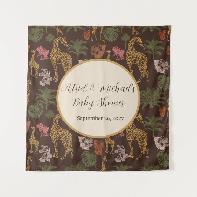 Tapete De Parede Safari Giraffe e Chá de fraldas Floral (Frente)