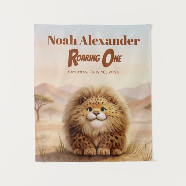 Tapete De Parede Safari Roaring One Fluffy Leopard Birthday Party (Frente)