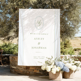 Tapete De Parede Sage & Blue Wedding Backdrop Tapestry