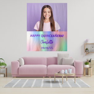Tapete De Parede Saída do partido Quinceanera com foto holográfica