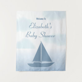 Tapete De Parede Sailboat Blue Watercolor Boy Baby Shower
