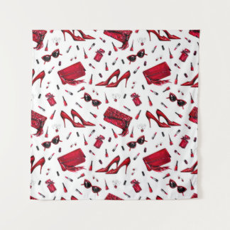 Tapete De Parede Saltos vermelhos, padrão de acessórios de moda.