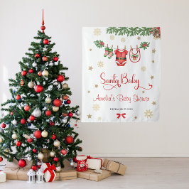 Tapete De Parede Santa Baby Christmas Baby Shower Celebration