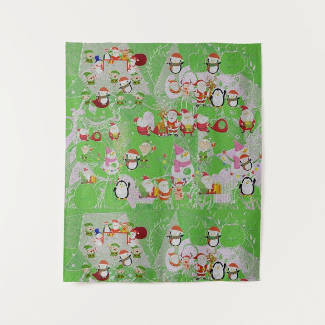 Tapete De Parede Santa Magical Green New Year  (Frente)