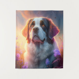 Tapete De Parede Santo Bernard Dog Animal Retrato Pintura Pet Art