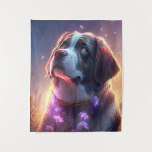 Tapete De Parede Santo Bernard Dog Animal Retrato Pintura Pet Art