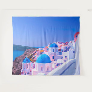 Tapete De Parede Santorini Grécia Ilha Azul Fundo para Fotografia