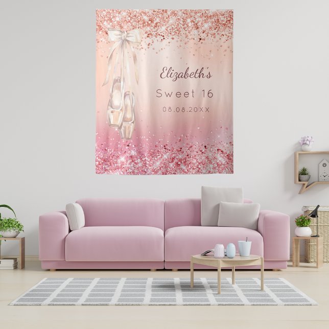 Tapete De Parede Sapatos de bailarina com purpurina rosa dourado ro (Criador carregado)