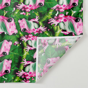 Tapete De Parede Sapo Rosa em Folha Verde Design de Padrão