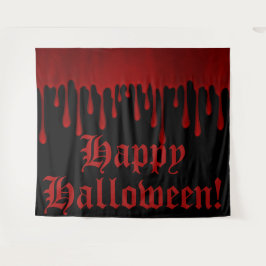 Tapete De Parede Satin Vermelho Gotejando Sangue Halloween Festa