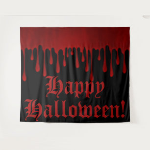 Tapete De Parede Satin Vermelho Gotejando Sangue Halloween Festa
