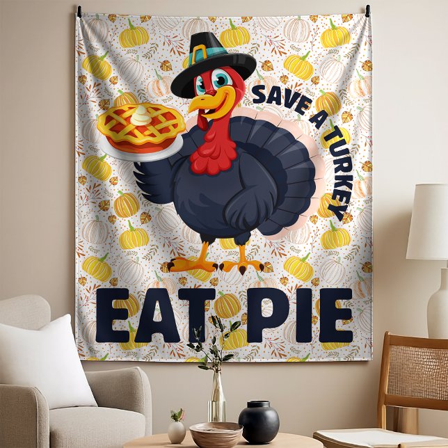 Tapete De Parede Save A Turkey Eat Pie Funny Happy Thanksgiving (Criador carregado)