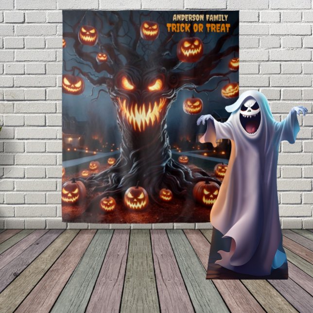 Tapete De Parede Scary Jack-o'-Lantern Tree Halloween Hanging (Criador carregado)