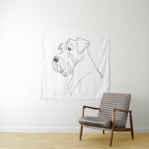 Tapete De Parede Schnauzer Pintado à Mão Minimalista Arte de Cachor