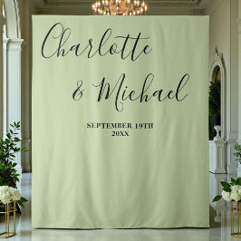 Tapete De Parede Script Minimalist Wedding | Sage Green Backdrop