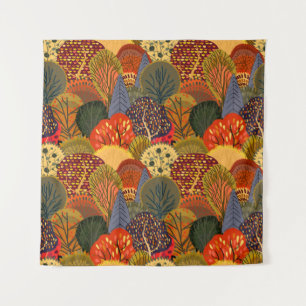 Tapete De Parede Seamless background with stylized autumn trees. Fo