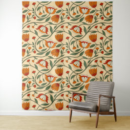 Tapete De Parede Seamless floral pattern in beige background