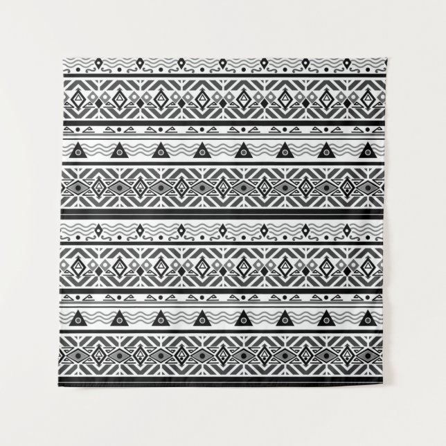 Tapete De Parede Seamless monochrome folk ethno pattern background (Frente)