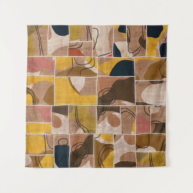 Tapete De Parede Seamless patchwork collage mix quilt pattern print (Frente)