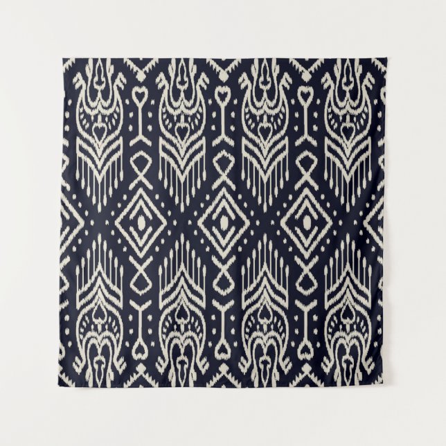 Tapete De Parede Seamless pattern with embroidery. Ikat Fabric. Eth (Frente)
