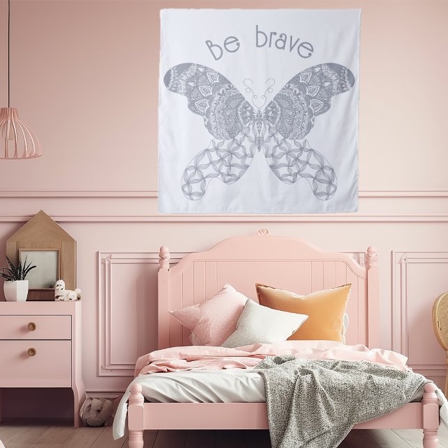 Tapete De Parede Seja corajoso | Borboleta Azul (Blue Boho Butterfly Wall Tapestry )
