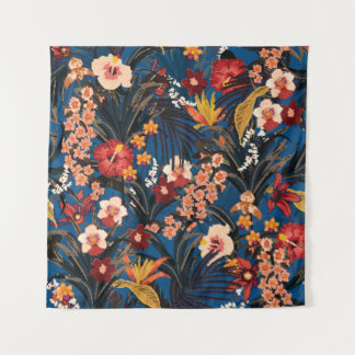 Tapete De Parede Selva Chic: Azul Escuro Exótico.