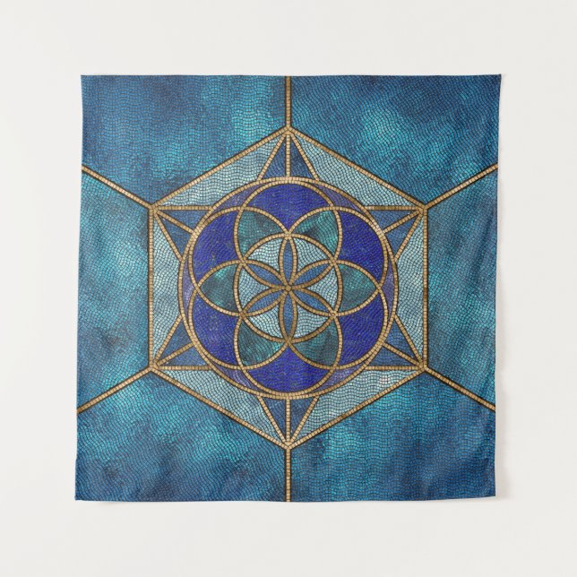 Tapete De Parede Sementes da vida Ornamento Mosaico (Frente)