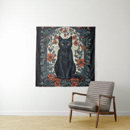 Tapete De Parede Sentado Black Cat Vintage Floral