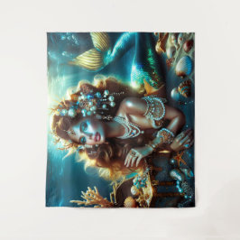 Tapete De Parede Sereia com tesouros marítimos joalharia