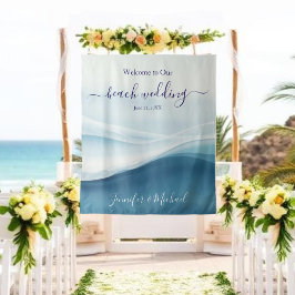 Tapete De Parede Serene Blue Beach Wedding Welcome Sign