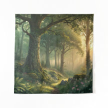Serene Forest Scene Tapestry 57in Square Art