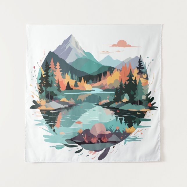 Tapete De Parede Serene Landscape Calm Tranquil Nature Mounts (Frente)