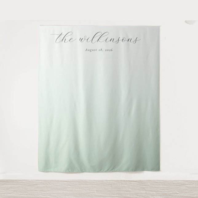 Tapete De Parede Serene Mint Gradient Calligraphy (Frente)