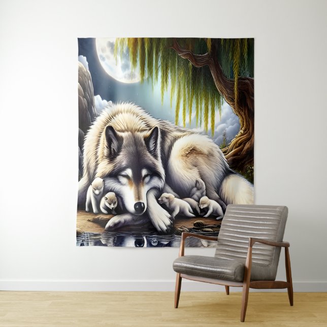 Tapete De Parede Serenidade Lua Um Lobo Desmoronante (In Situ)