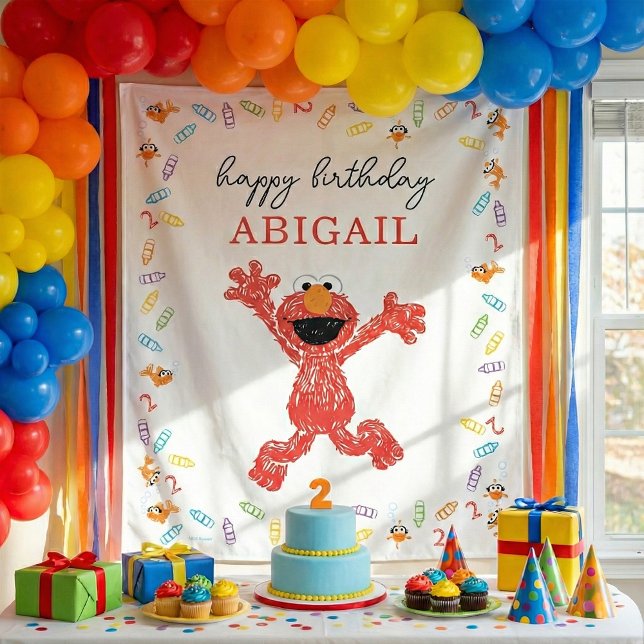 Tapete De Parede Sesame Street Elmo | Birthday Crayon (Criador carregado)