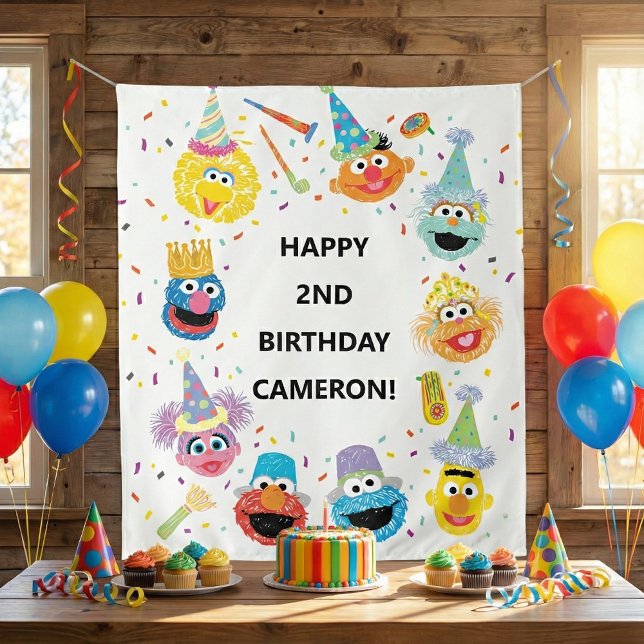 Tapete De Parede Sesame Street Pals Confetti Birthday Welcome (Criador carregado)