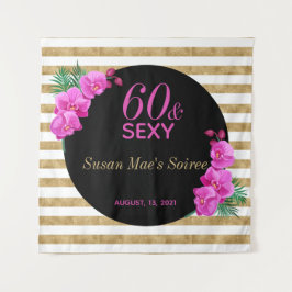 Tapete De Parede Sessenta & Sexy Dourado Festa de Aniversário de 60