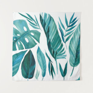 Tapete De Parede Set of abstract tropical palm leaves on isolated w