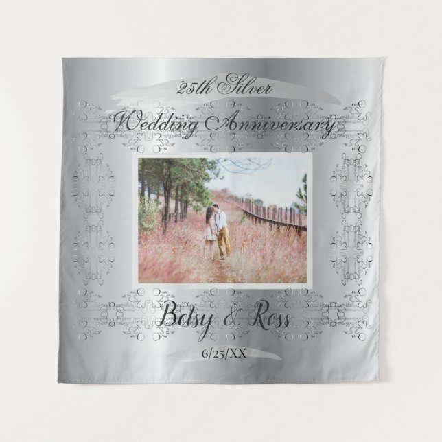 Tapete De Parede Seu aniversário de casamento 25 Silver (Frente)