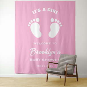 Tapete De Parede Seu Fundo de Chão de Bebê Menina Pés Rosa Branco