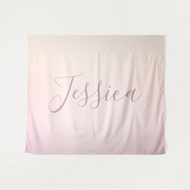 Tapete De Parede Seu Nome | Elegante Sombreado Soft Script (Frente (Horizontal))